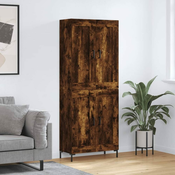 Greatstore Visoka komoda dimljen hrast 69,5x34x180 cm inženirski les