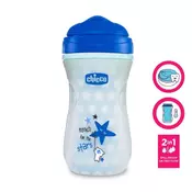 CHICCO Sijajni termo lonček s trdo posodo za pijačo 266 ml, modri 14m+