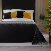 shumee VELVI Pregrinjalo za posteljo 170x210cm - temno črno z geometrijskim vzorcem