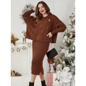 Resti Acrylic braided womens set with sweater and skirt Warm&Fuzzy