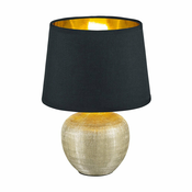 Crna stolna svjetiljka od keramike i tkanine Trio Luxor, visina 26 cm
