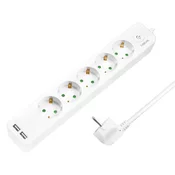 Logilink produžni kabl 5 mesta, 2 USB, prekidac, 1.5m, beli ( 4783 )