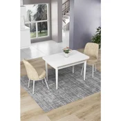 Hanah Home trpezarijski set Nil, sto i 2 stolice, bela ploca, krem tkanina Babyface