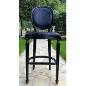 Casa Padrino baroque bar chair black - Magnificent baroque style solid wood bar stool with elegant velvet fabric - Baroque bar furniture
