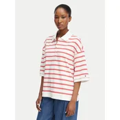 TOMMY HILFIGER Majica Oversized Fit Stripe  rdeča / bela