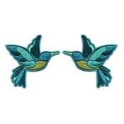 shumee Patchion Birds - kolibri - komplet - likalnik/termo zapečatena podlaga - vezen našitek/značka/emblem