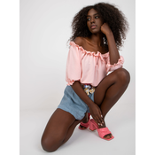 Light pink short Spanish blouse with ruffles