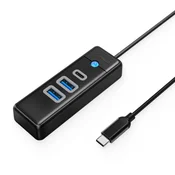 Orico 3-vratni USB-C razdelilnik – USB-A, USB-C, 0,15 m – črn