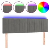 Vidaxl LED posteljno vzglavje svetlo sivo 144x5x78/88 cm žamet
