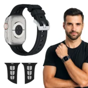 Silikonski pašček SMART WARCH BAND za Apple Watch 38mm 40mm 41mm črne barve
