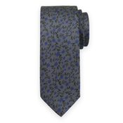 Classic moška siva kravata z modrimi cvetovi 16158