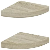 Vidaxl Kotne police 2 kosa barva hrasta 25x25x3,8 cm MDF