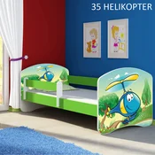 Djecji krevet ACMA s motivom, bocna zelena 140x70 cm 35 Helikopter
