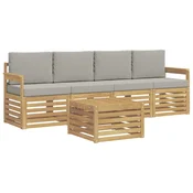 Set vanjskih sofa 5 pcs Bijela i svjetlosiva Poliester