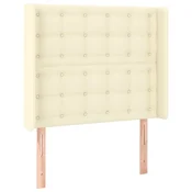 Vidaxl Vzglavje z ušesi krem 83x16x118/128 cm umetno usnje