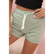 Kesi Womens cotton shorts with elastic and tie at the waist dark mint