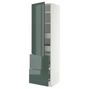 METOD / MAXIMERA Vis.el. s polic/4fiok/vrat/2front, bela/Kallarp tamna sivozelena visokog sjaja, 60x60x220 cm