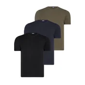 TRIPLE SET T8569 DEWBERRY BIKE COLLAR MENS T-SHIRT-BLACK-NAVY BLUE-KHAKI