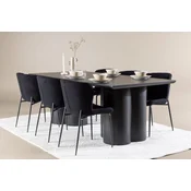 Venture Design Jedilna garnitura Olivia jedilna miza in stol Modesto 210x100x77 cm črna