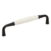 GAMET Ročaj UP16, super mat črna, beli porcelan, 128 mm