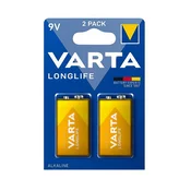 VARTA LONGLIFE alkalna baterija dugog vijeka trajanja 6LR61, 2 komada/pakiranje 4122101412