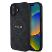 Originalni GUESS ovitek GUHMP16SG4GFRK za iPhone 16 - MagSafe - PU Leather - črn