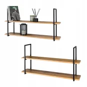 DE VISEČA POLICA Loft Industrial Stenska Črna Kovinska Lesena 100x22x50 Cesa L