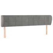 Vidaxl Vzglavje z ušesi svetlo sivo 203x23x78/88 cm žamet