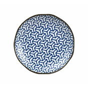 MIJ Plitva plošča Srebrna kost Indigo Ikat 23 cm