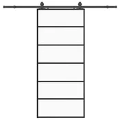 Vidaxl Drsna vrata z opremo črna 90x205 cm ESG steklo
