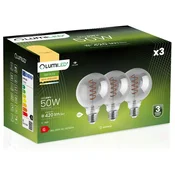 LUMILED 3x LED žarnica E27 krogla G95 6W = 50W 420lm 2200K topla 360° dimljena filamentna žarnica