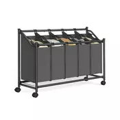 Songmics Košara za perilo 4 snemljive tkaninske vreče 105x385x81 cm siva