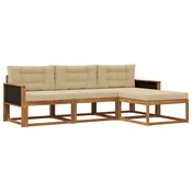 Set vanjskih sofa s jastukom 4 pcs Prirodna i bež