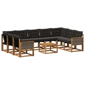 Set vanjskih sofa s jastukom 10 pcs Prirodna i crna