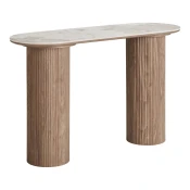 Bež/v naravni barvi stranska mizica z mizno ploščo v marmornem dekorju 40x120 cm Athens – House Nordic