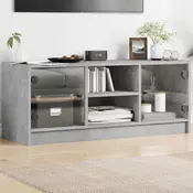Vidaxl vidaXL TV omarica s steklenimi vrati betonsko siva 102x37x42 cm