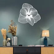 WALLXPERT Dekorativni metalni zidni sat Azalea v2 bela boja