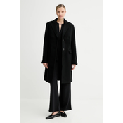 Calvin Klein Volneni plašč LV044D558G Črna Slim Fit