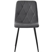 SONNENH Jedilni stoli, 4 v kompletu, 86 cm, temno siva tekstilna prevleka v lanenem videzu, rombasti šivi, sedež 45 x 40 cm in črne kovinske noge