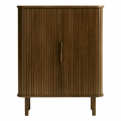 Rjava omarica v hrastovem dekorju z drsnimi vrati 113x90 cm Cavo – Unique Furniture