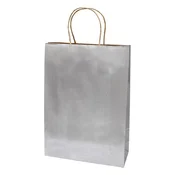 Dekorativna torba CREATIVE Classic Simple XL 31x42x11 cm kraft jednobojna srebrne uvijene ručke 71440