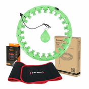 HMS Hula Hop Set HHW01 zöld, betétekkel és súllyal + öv BR163 piros
