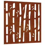 Vidaxl Vrtna stenska dekoracija 55x55 cm corten jeklo bambus