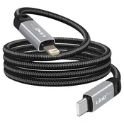 LINQ LinQ, Kabel Lightning na USB-C Power Delivery 36W iz pletenega najlona 1,2m, Črna, (5000220165)