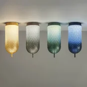 OLEV LED stropna svetilka Curuba, modra, steklo, višina 40 cm, 2.700 K - Dnevna soba/jedilnica - Dizajn - modra, črna