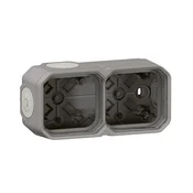 LEGRAND Dvojna nadometna doza s prehodom membrane - siva, NOVO PLEXO 55