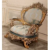 Casa Padrino luxury baroque living room armchair turquoise/cream/gold - Handmade baroque style armchair - Luxury living room furniture baroque style - Baroque furniture - Noble & Magnificent