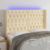 Vidaxl vidaXL Vzglavje postelje z LED diodami kremne barve 147x16x118/128 cm blago