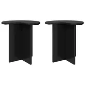 vidaXL Stranska miza 2 pcs Črni hrast O 39 x 38 cm Inženirski les