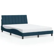 Vidaxl Posteljni okvir brez vzmetnice Hanko moder 140x190 cm žamet